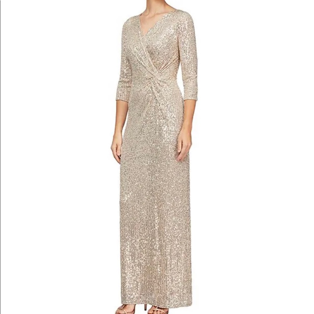 Gold formal long sequin dress size 16